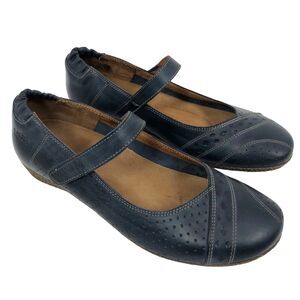 Taos Step It Up Navy Blue Leather Mary Jane Shoes Flats Comfrot Sz 40 / 9 - 9.5
